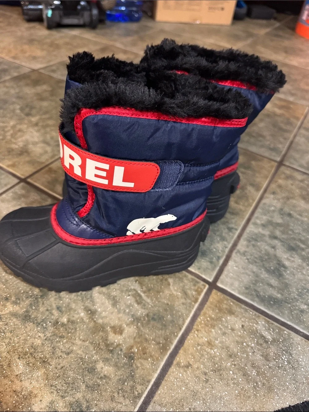 Sorel Kids Navy, Red and Black Insulated Snow Boots